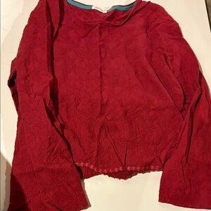 Red Lace Long Sleeve Top